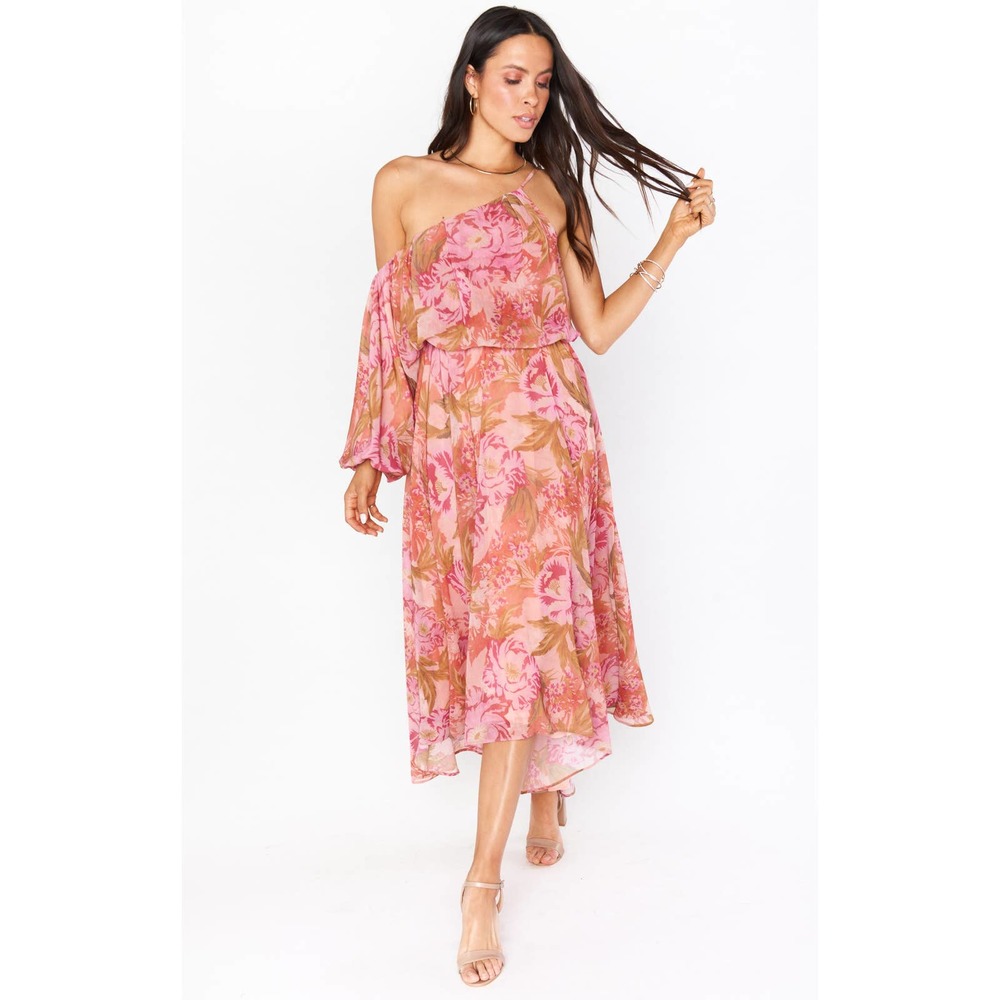 Show Me Your MuMu Pink Floral Midi Dress